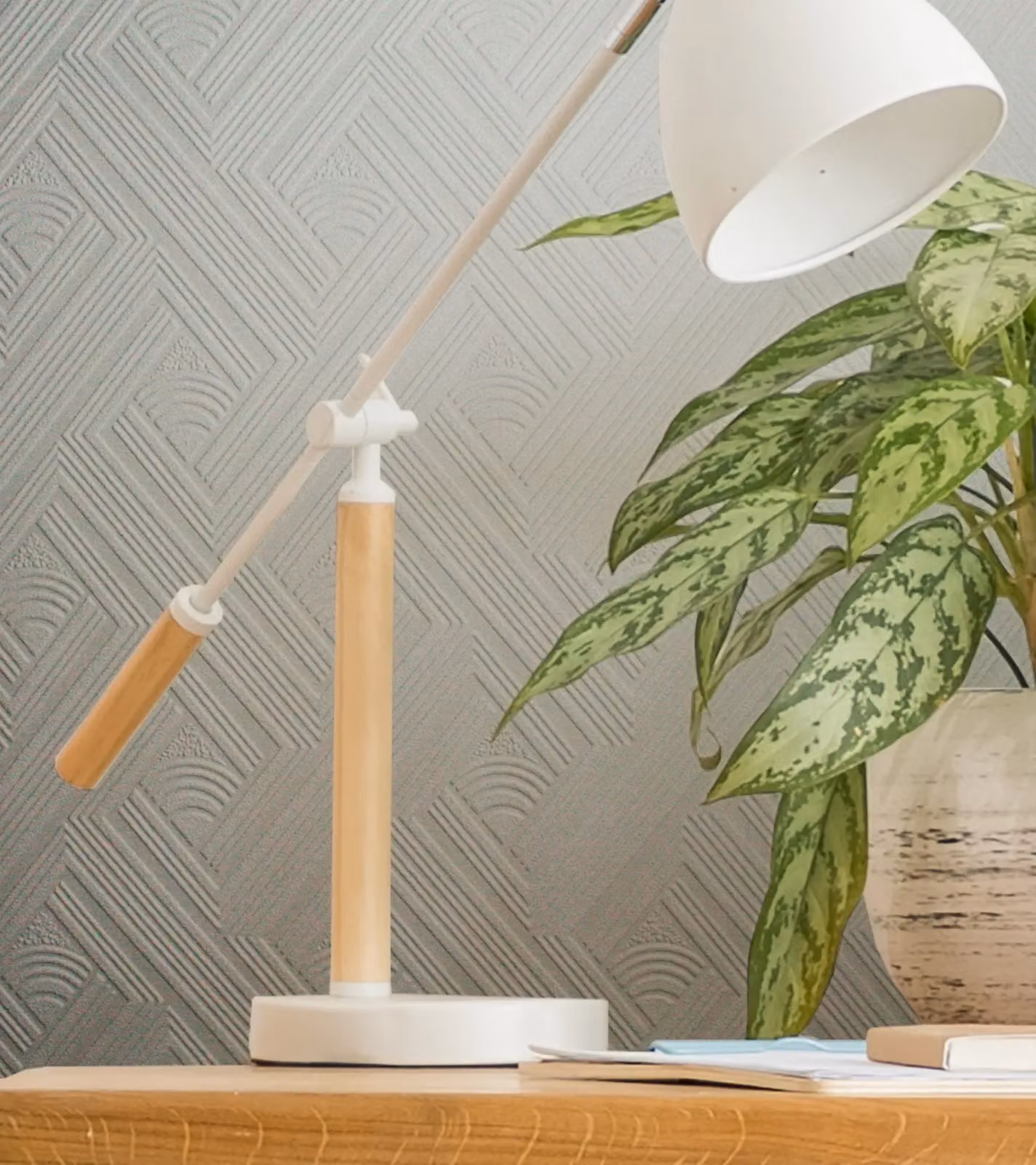 Superfresco White Paintable Geometric Abstract Art Nouveau Vinyl Wallpaper, Width: 52 cm – 2