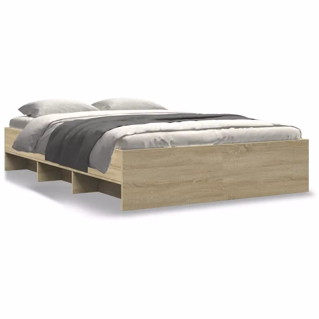 Berkfield Home Sonoma Oak Double Bed Frame in Brown, W: 135 cm, L: 190 cm – 2