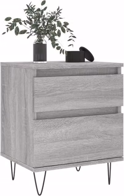 Berkfield Home Modern Bedside Cabinets, 2 Pack, Grey Sonoma, W: 40 cm, D: 35 cm, H: 50 cm