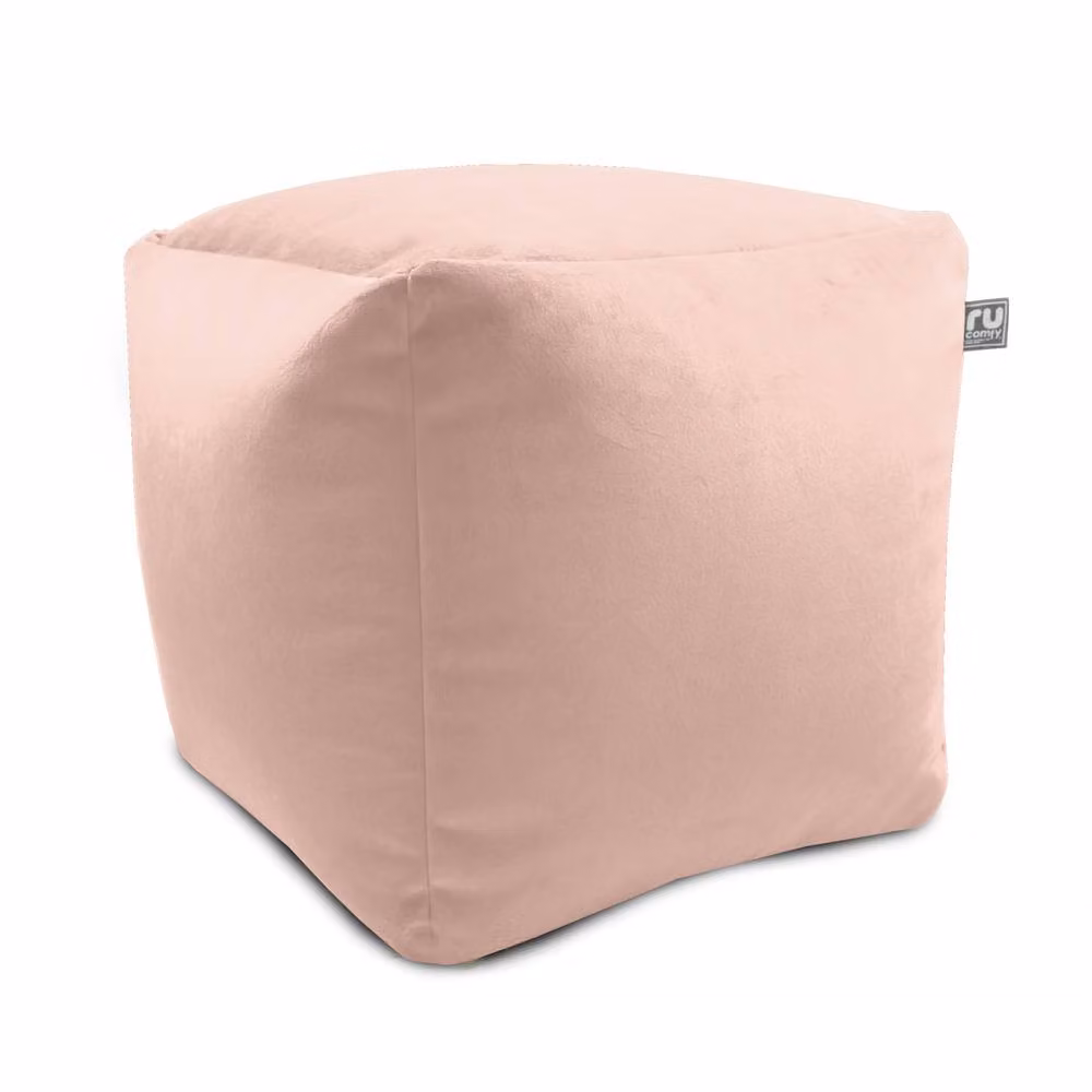 rucomfy Velvet Cube Bean Bag Pouffe in Pale Pink – 2