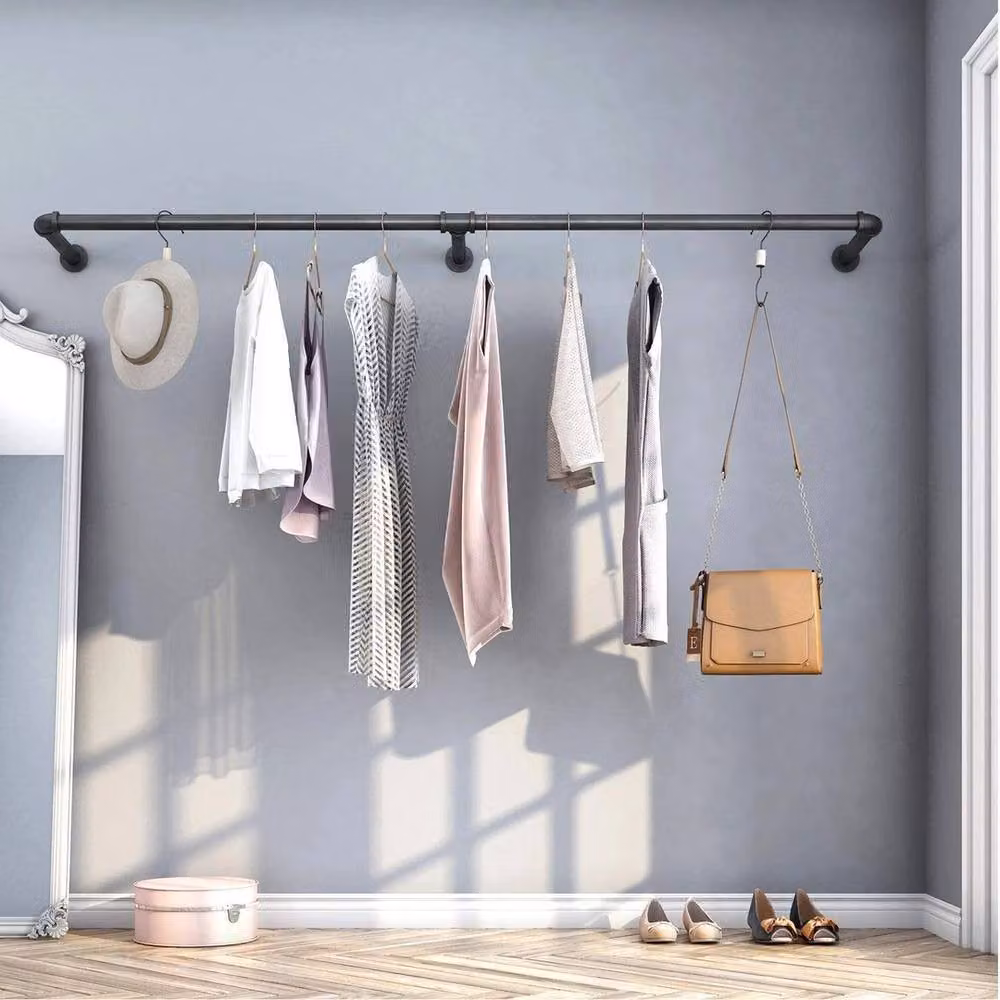 FORGEVIO Heavy Duty Metal Clothes Rail Garment Rack in Black, H 180 cm x W 50 cm x D 26.5 cm – 2