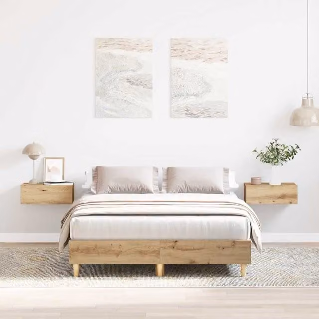 Berkfield Home Artisan Oak Small Double Bed Frame in Brown, W/D/H: 120 x 190 cm