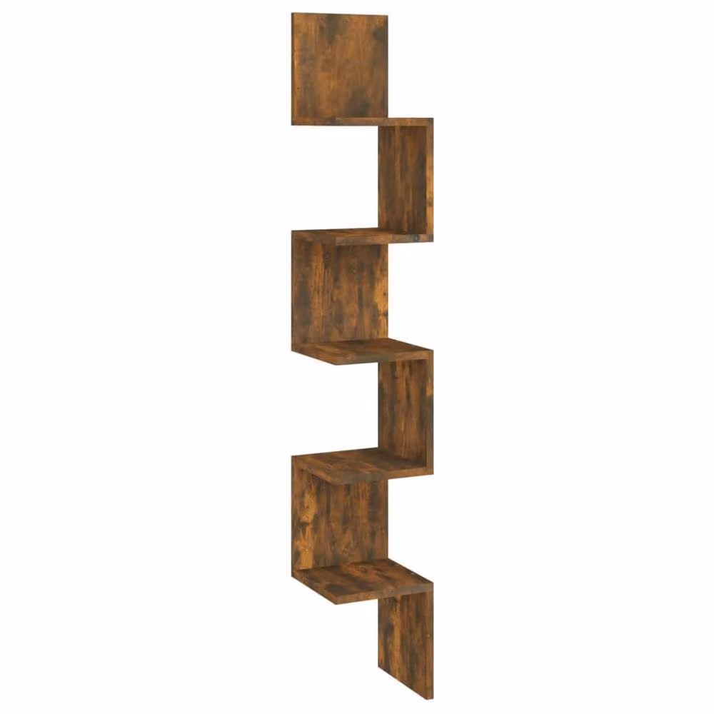Berkfield Home Wall Mounted Corner Shelf in Smoked Oak Brown, W/D/H: 20 x 20 x 127.5 cm – 3