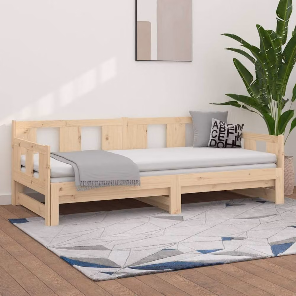 Berkfield Home Pull-out Day Bed in Light Brown Solid Pine Wood, W/D/H: 180 x 90 x 190 cm – 2