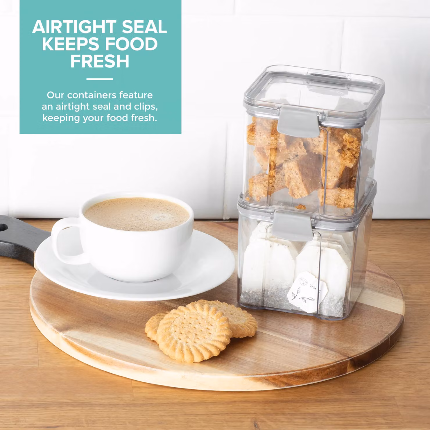 LIVIVO 2-Piece Set of Stackable Airtight Food Storage Containers, 700ml, Transparent – 2