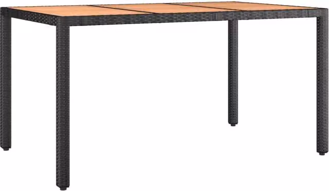 Berkfield Home Extendable Garden Table with Black Poly Rattan and Acacia Wood Top – 1