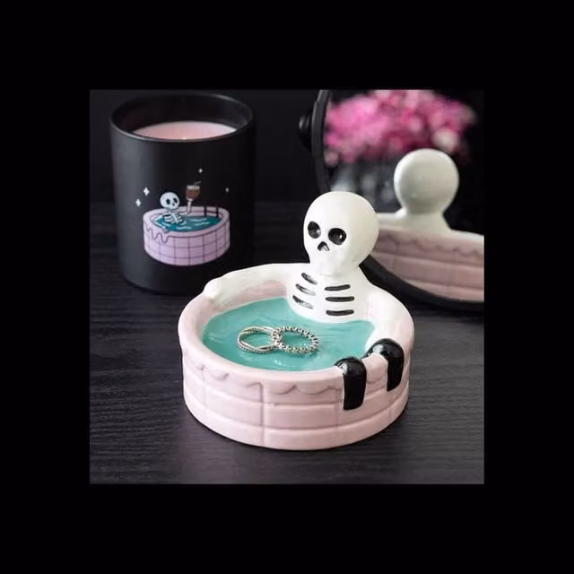 KDMD Dead Cool Chilled Skeleton Ceramic Trinket Dish with Pink Pool in Baby Pink – 1