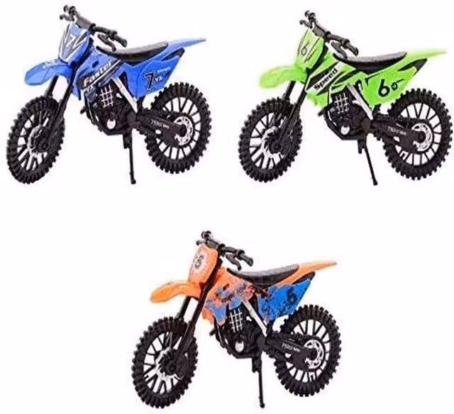 UMKYTOYS Toy Dirt Bike Figure Motorbike for Kids in Multicolour and Green