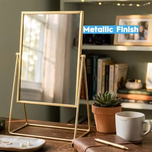 Harbour Housewares 2 Piece Rectangular Tabletop Makeup Mirror Set in Gold – 4