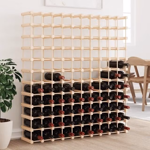 Berkfield Home Brown Solid Wood Pine Wine Rack for 120 Bottles W/D/H: 112.5 x 23 x 123.5 cm