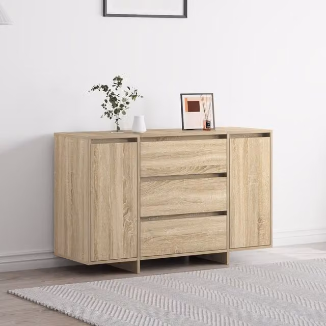 Berkfield Home Sonoma Oak Sideboard in Brown, W/D/H: 120 x 41 x 75 cm