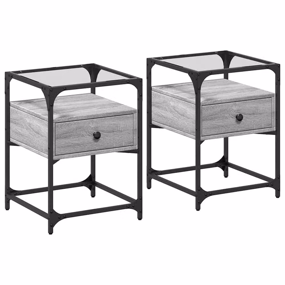 Berkfield Home Decorative Bedside Cabinets, 2 Piece Set in Grey Sonoma, W/D/H: 40 x 40 x 55 cm – 3