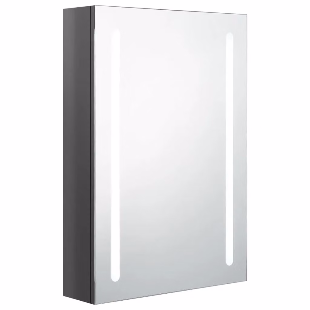 Berkfield Home LED Bathroom Mirror Cabinet in Shining Grey, W: 50 cm, D: 13 cm, H: 70 cm – 2