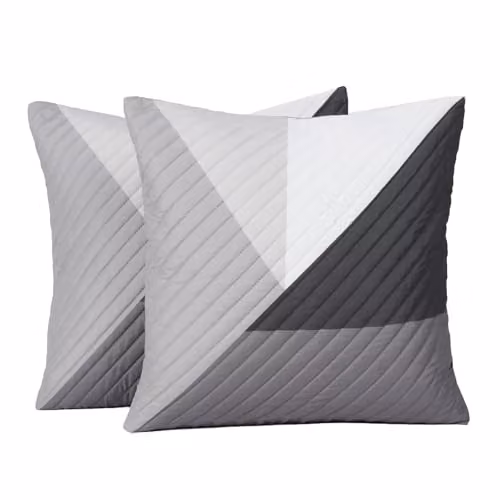 OHS Set of 2 Grey Geometric Pinsonic Square Cushion Covers, W/D/H: 45 x 45 x 45 cm