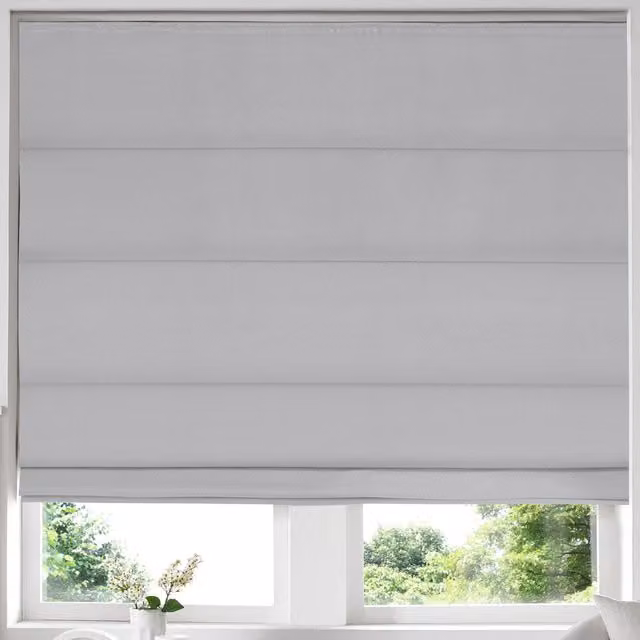 Terrys Made to Measure Blackout Roman Blind in Silver Grey Plain Textile