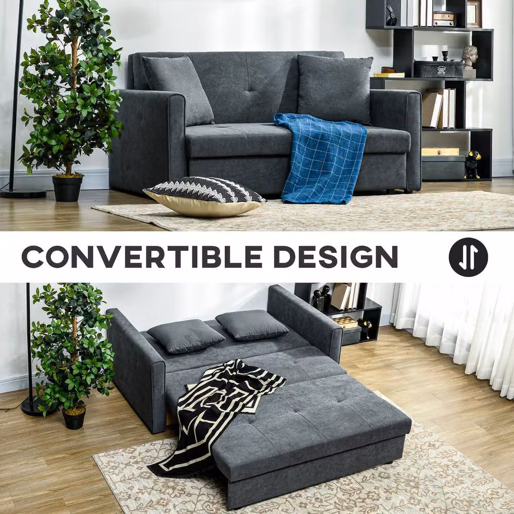 STILVORA 2 Seater Sofa Bed with Storage in Grey Velvet – 5