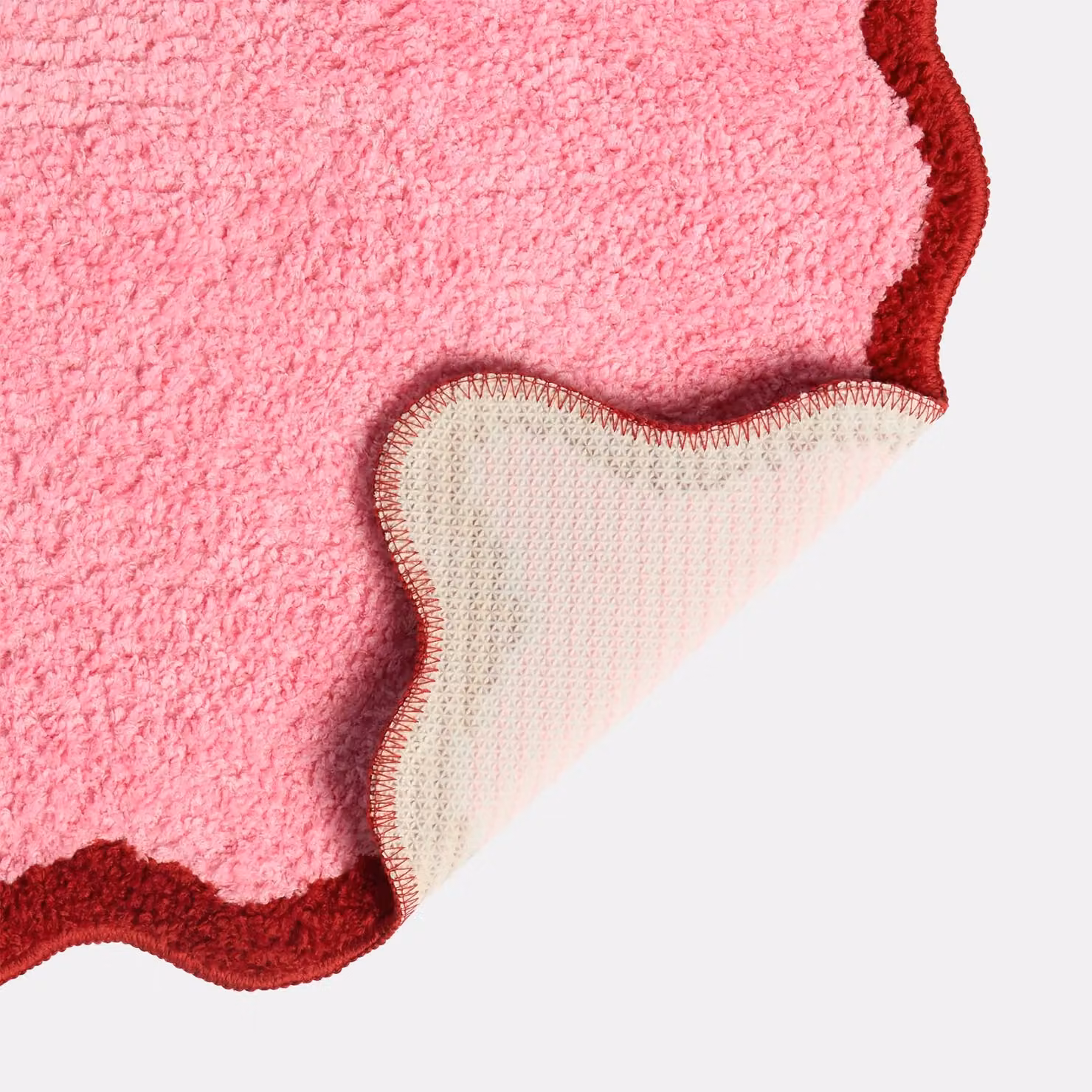 OHS Scallop Edge Tufted Non-Slip Bath Mat, Pink and Red, W: 45 cm, D: 75 cm – 2