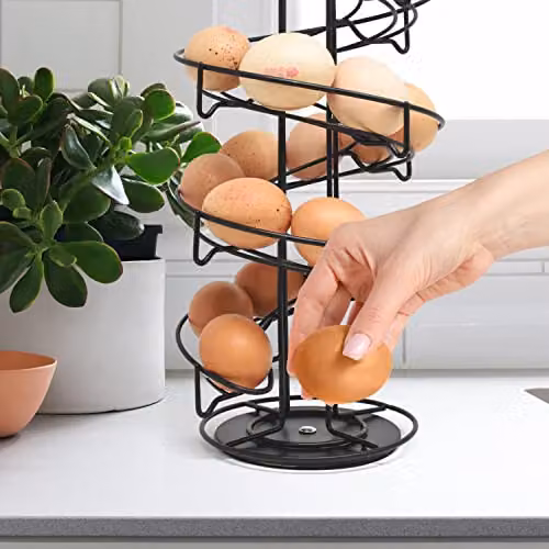Joeji's Kitchen Rotating Egg Holder Storage Rack in Black – 4