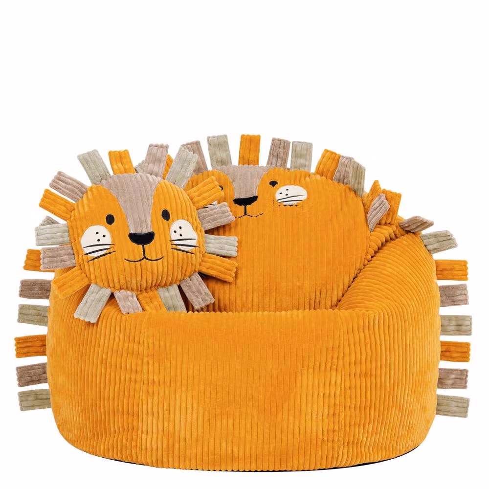 icon Kids Animal Classic Bean Bag and Cushion Bundle in Yellow Jumbo Cord – 2