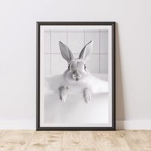 60 Second Makeover Bunny In The Bath Animal Print Paper Poster, W: 21.0 cm, H: 29.7 cm