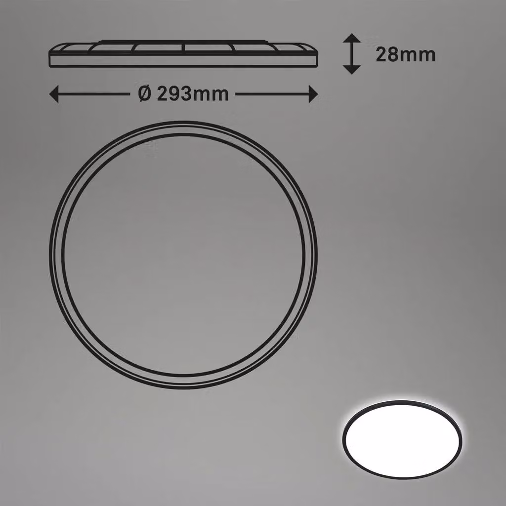 Briloner Leuchten 7155-415 LED Ceiling Light with Backlight Effect, 18W, 2400 Lumen, 4000K Cool White, Round, Diameter: 29.3 cm, Black/White – 5