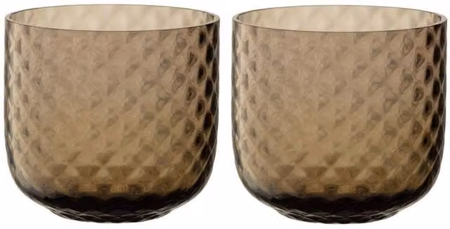 LSA Dapple Glass Tumbler Set of 2, Earth Brown, 300ml per glass