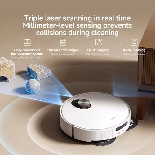 Xiaomi 5 Robot Vacuum Cleaner with Mop, 20000 Pa, White, Laser Navigation with Self-Cleaning Dock and Anti-Tangle Roller – 5