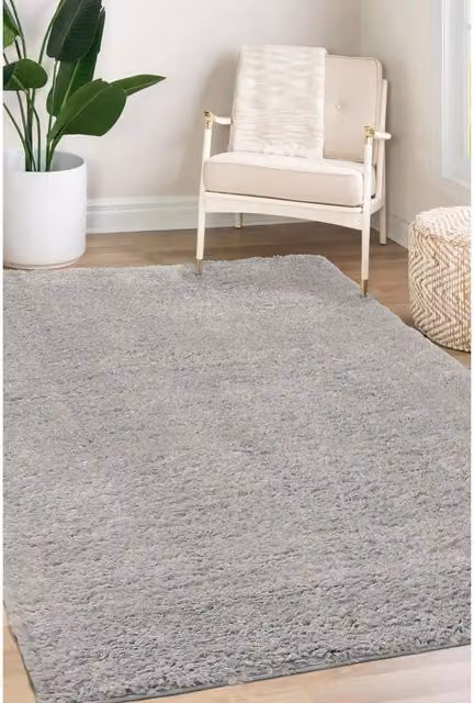 Melrose Interiors Laguna Super Soft Shaggy Area Rug, Plain Silver/Grey, W: 160 cm, L: 230 cm