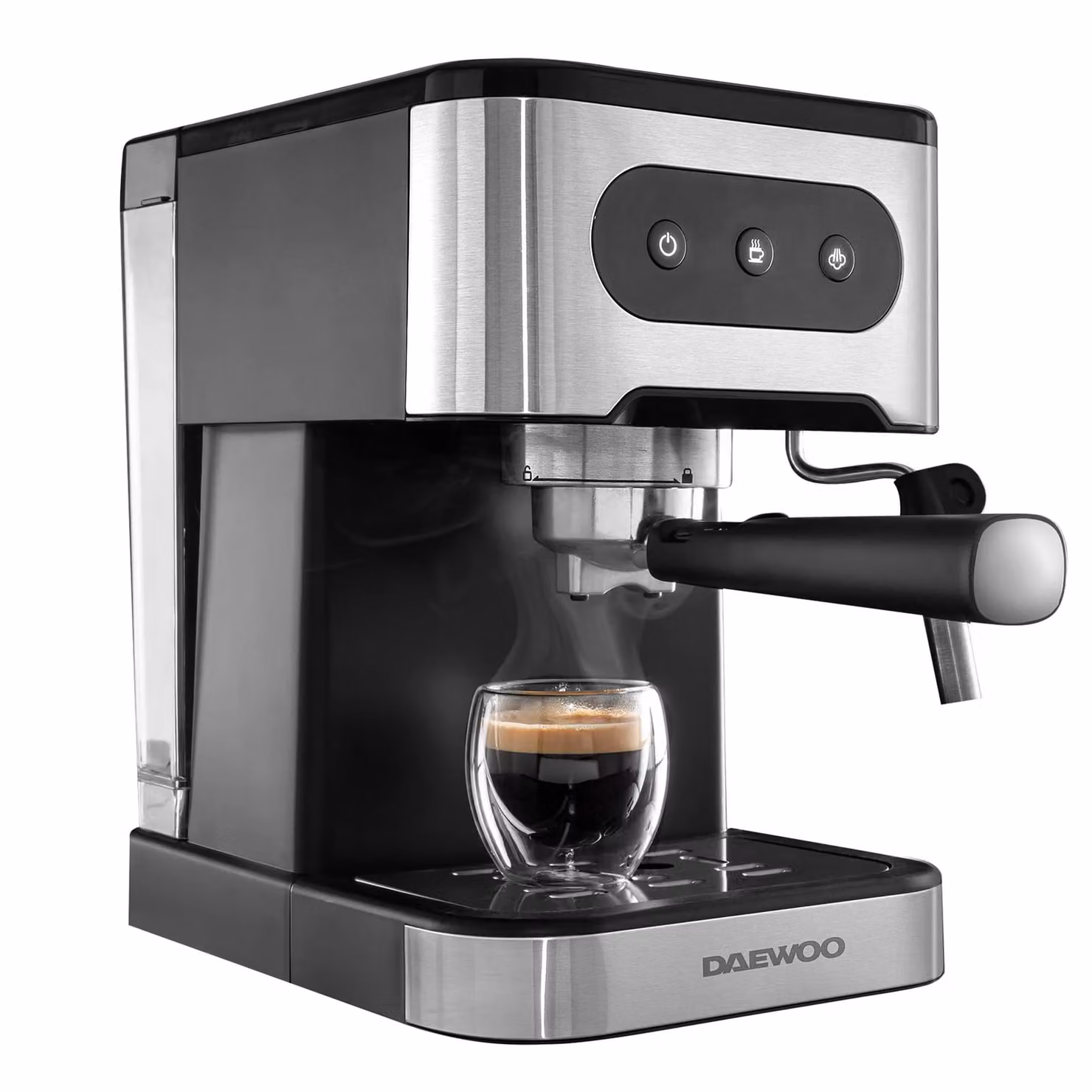 Daewoo Flava 20 Bar Dual Cup Espresso Coffee Machine with Milk Frother and Steam Wand, Silver, 1.5 l – 2