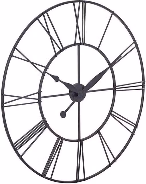 Kelvenix Modern Round Metal Outdoor Garden Wall Clock in Black, Diameter: 80 cm