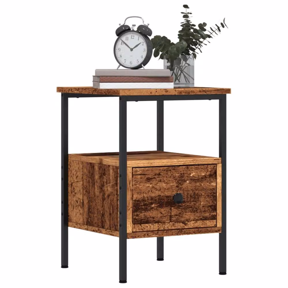 Berkfield Home Bedside Cabinet in Brown Old Wood, W/D/H: 34 x 36 x 50 cm – 3