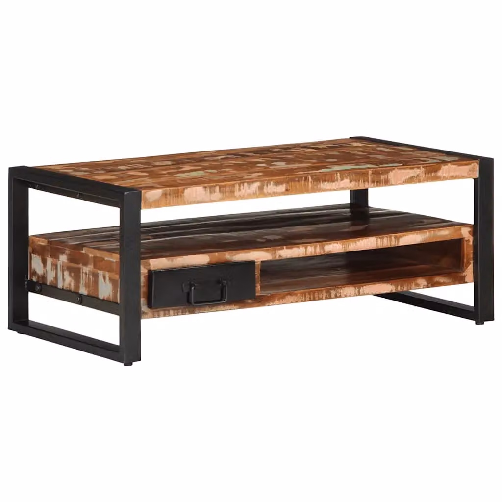 Berkfield Home Multicolour Reclaimed Solid Wood Coffee Table, W/D/H: 90 x 50 x 36 cm – 2