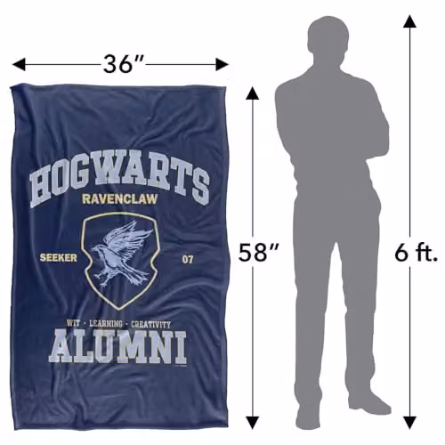 LOGOVISION Harry Potter Hogwarts Ravenclaw Alumni Super Soft Silky Touch Fleece Throw Blanket, Blue/Multicolour, W: 91.44 cm, L: 147 cm – 4