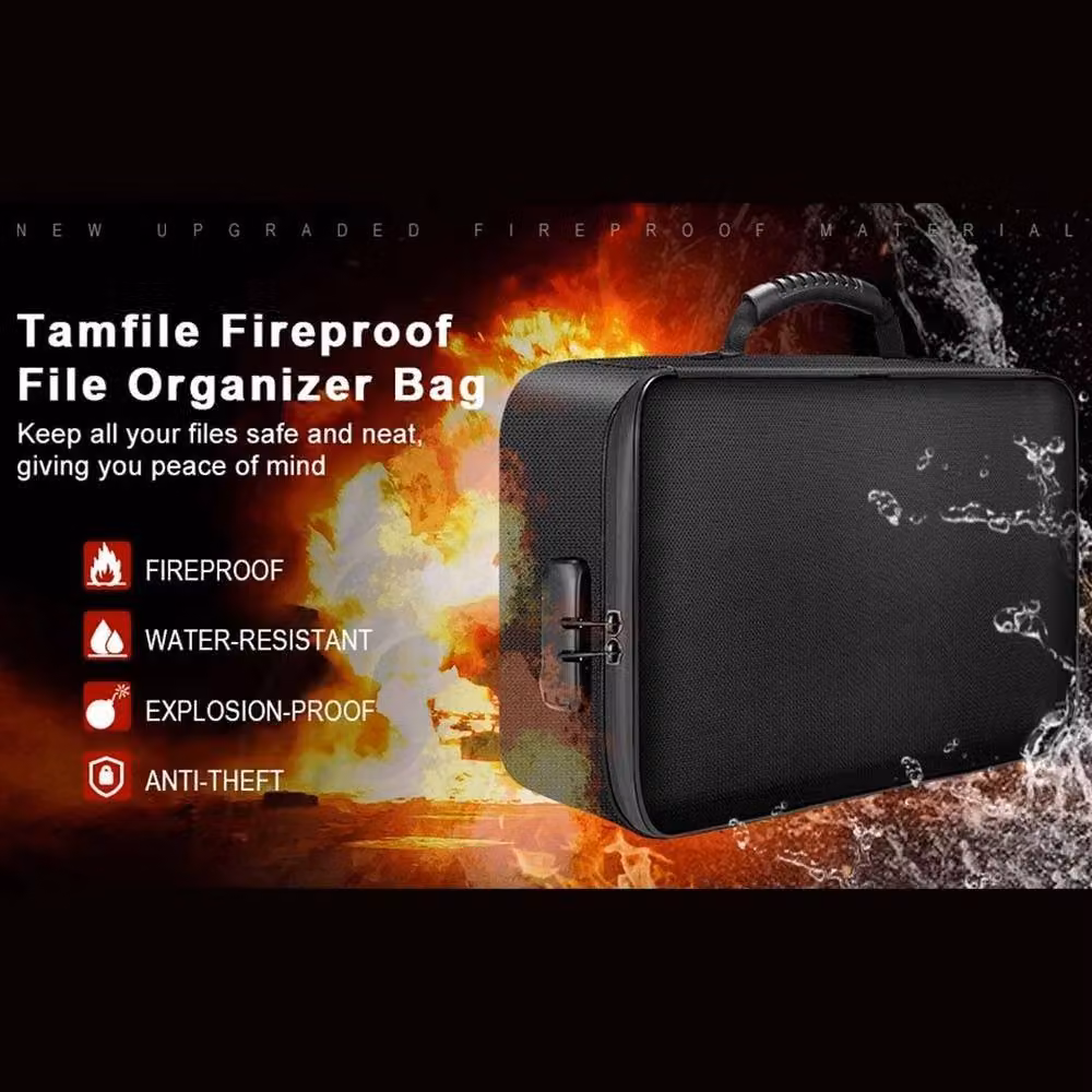 FLAVORA Large Fireproof and Waterproof Document Box with Lock in Black – 4