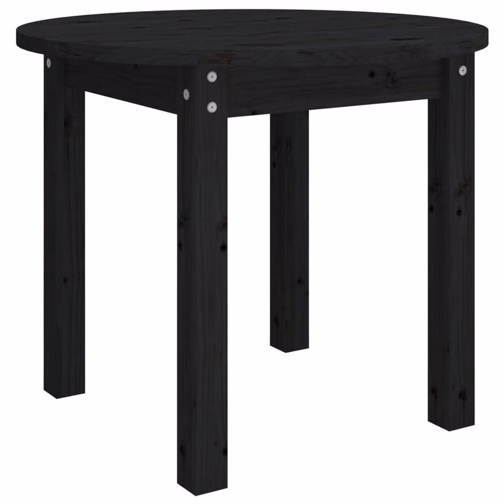 Berkfield Home Beautiful Round Black Solid Pine Wood Coffee Table, Diameter: 55 cm, Height: 45 cm – 2