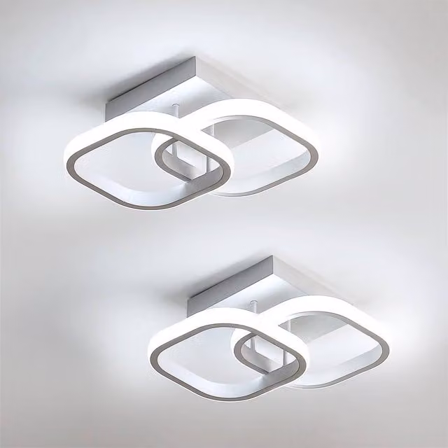 Pheashine White Square LED Ceiling Light, 22W, 6500K Cool White, W/D/H: 23 x 23 x 1 cm