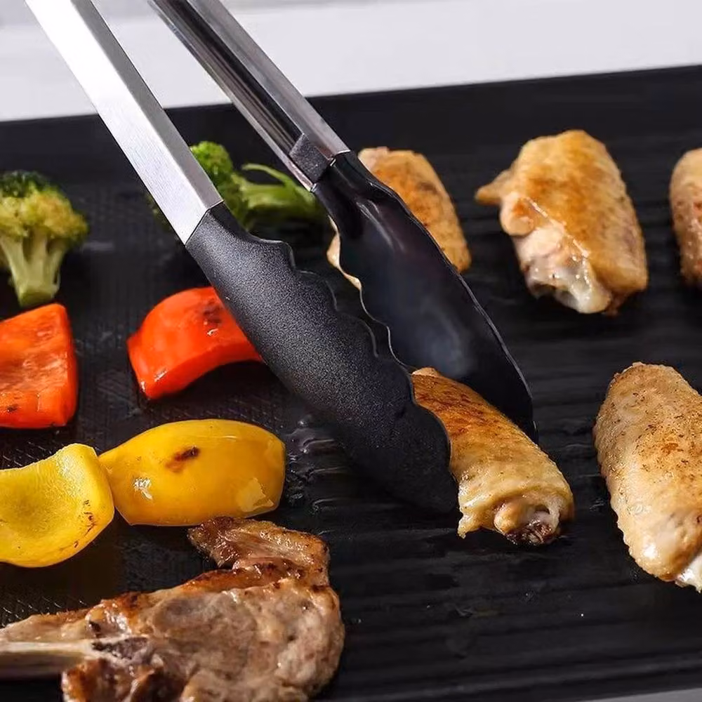 SPETLEK Black Heavy Duty Silicone and Stainless Steel Cooking Tongs Set, 9 and 12 inch, Heat Resistant and Non-Scratch – 4