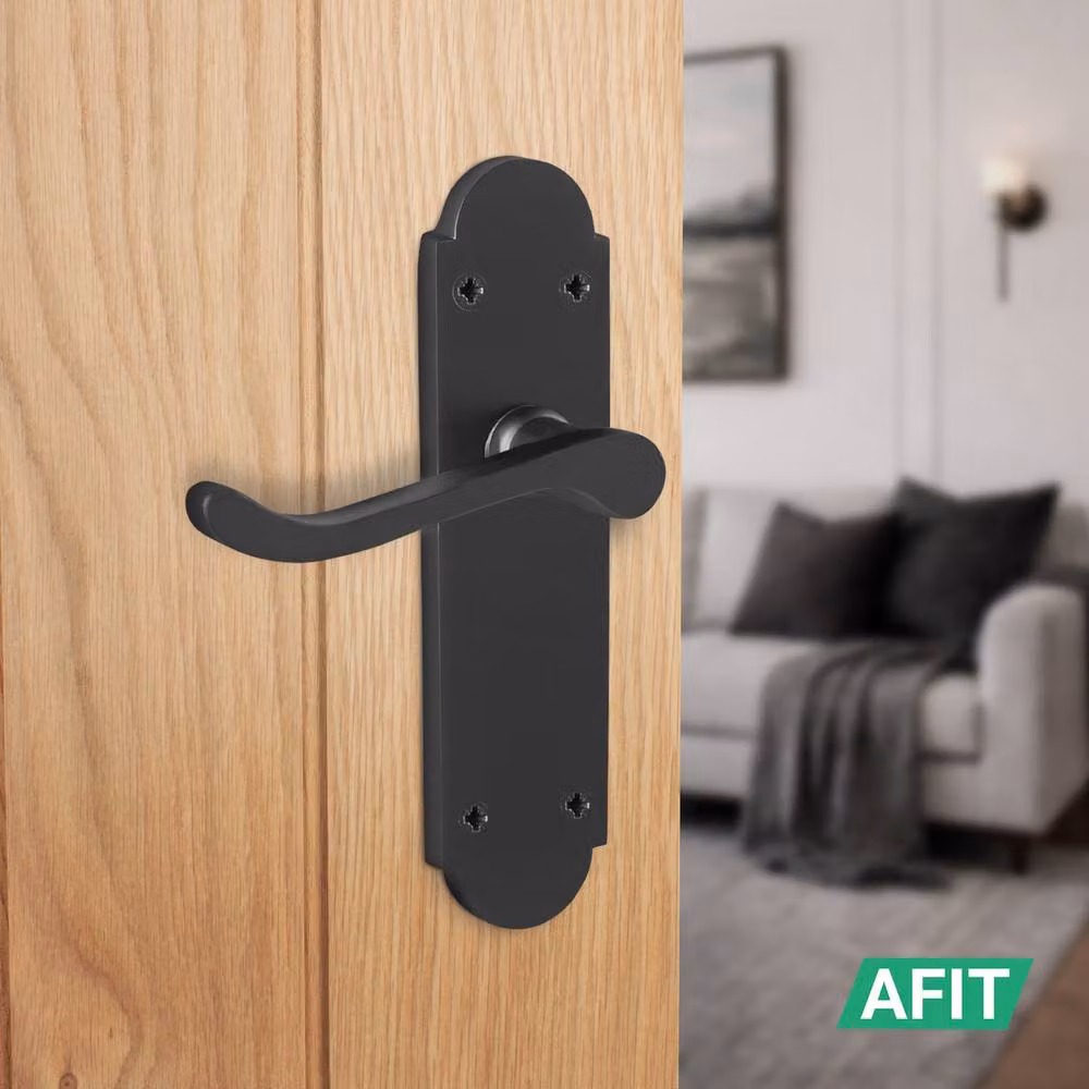 AFIT Matt Black Door Handle Latch Set with Backplates and Hinges, 1 Pair, W/D/H: 15.0 x 15.0 x 15.0 cm – 5