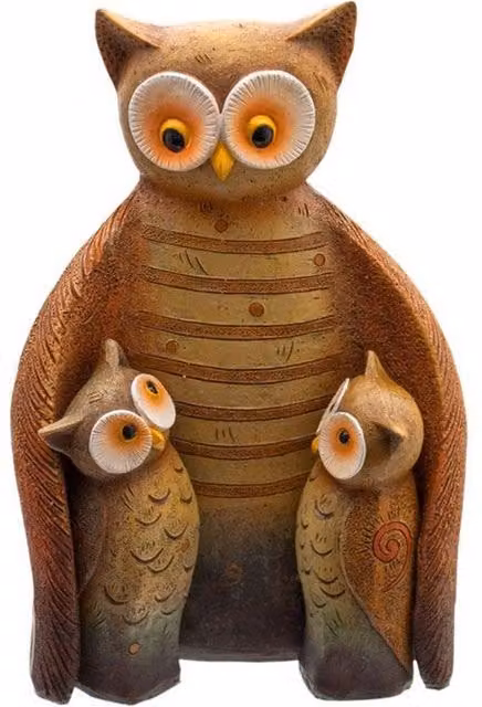 Something Different Owl Family Resin Ornament in Brown – 1