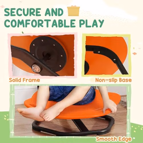 AIYAPLAY Sensory Spinning Chair for Kids, Planet-Shaped, Orange – 5