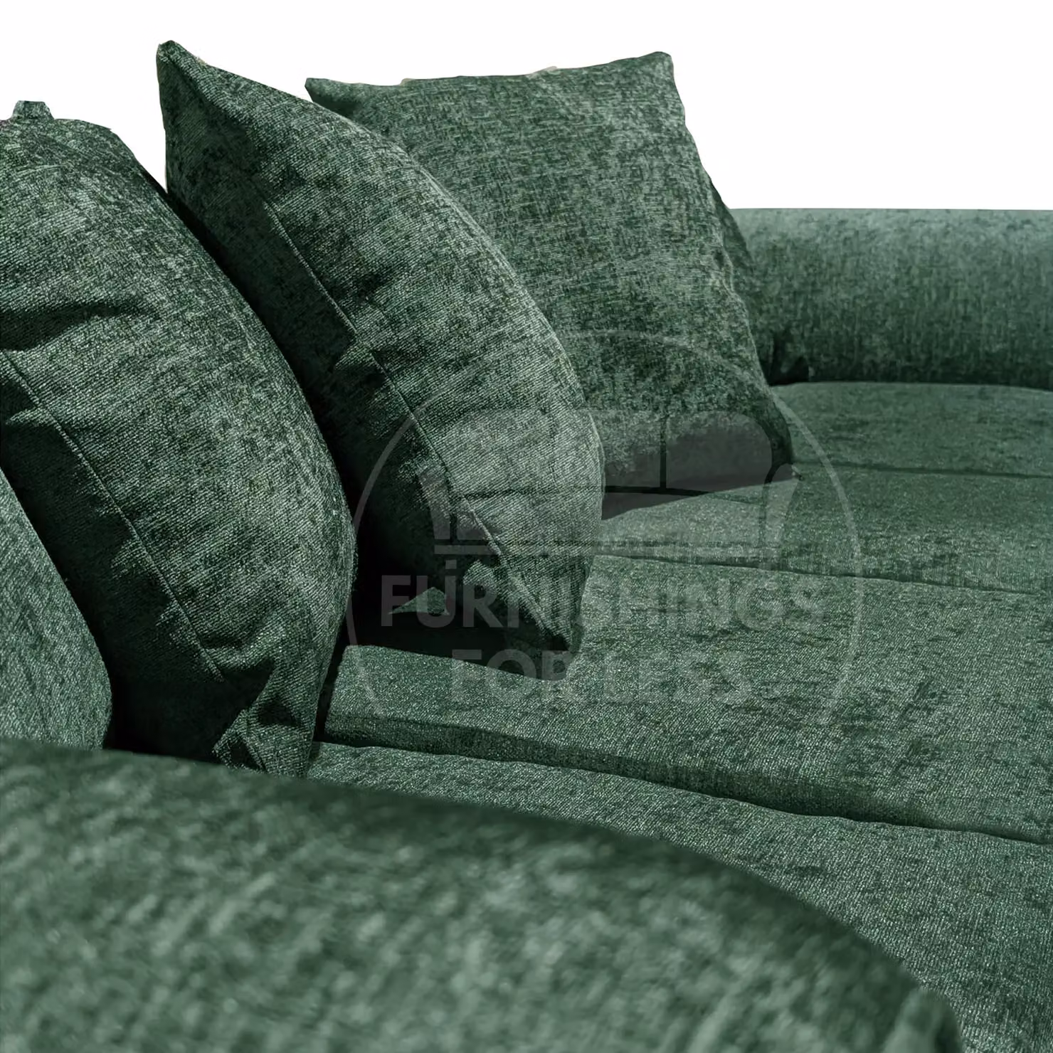 Furnishings For Less UK Monaco Green Chenille Fabric 4 Seater Curved Arm Sofa with Scatter Cushions – 2