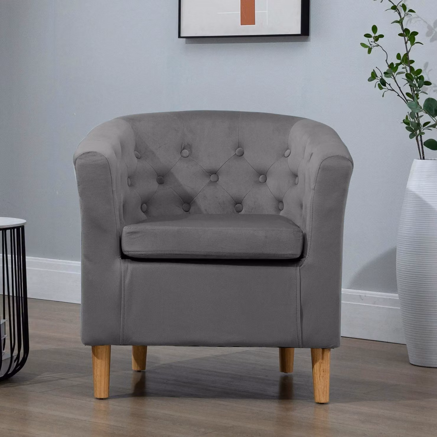 Artemis Home Clio Velvet Fabric Accent Chair in Grey – 2