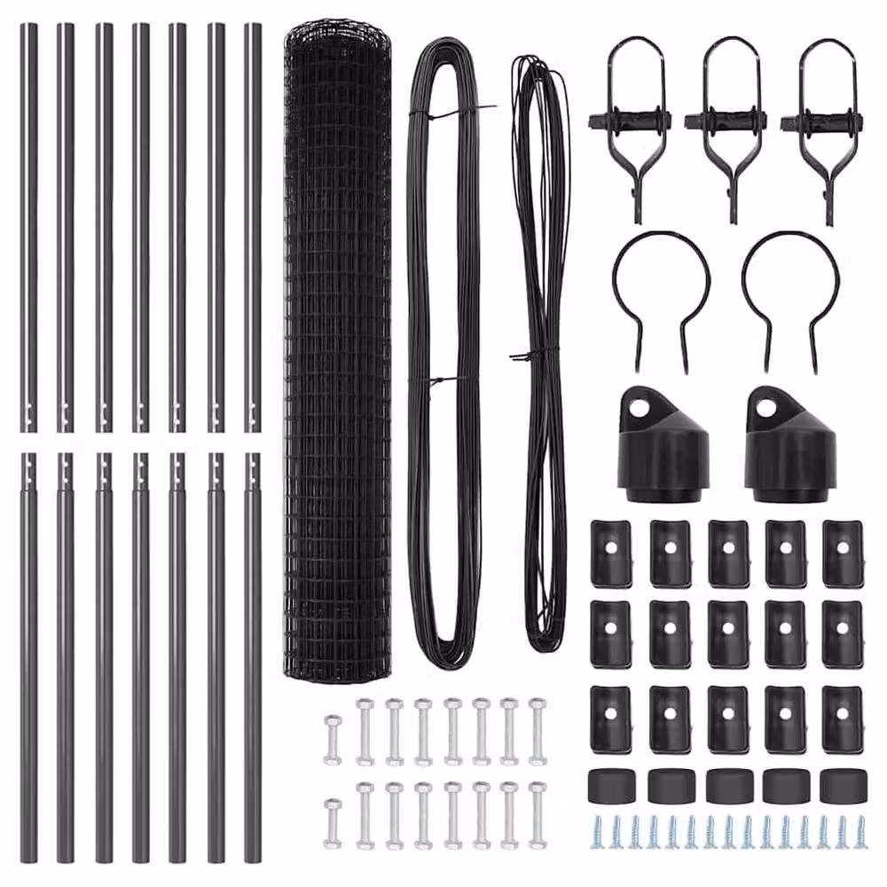 Berkfield Home Modern Euro Fence with 7 Posts, Galvanised Steel, Dark Grey, W: 10 m, H: 1.6 m – 4