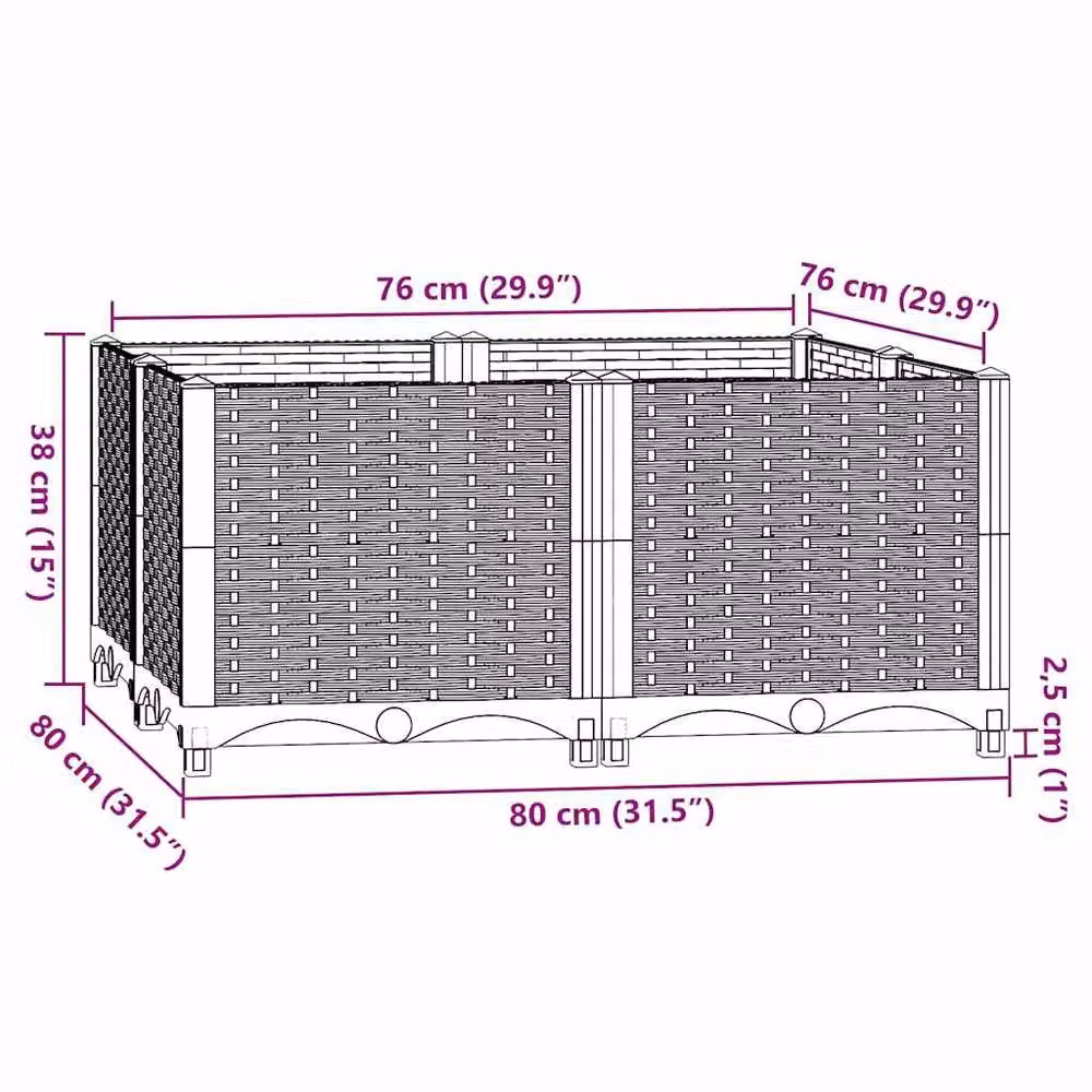 Berkfield Home Black Polypropylene Raised Bed W: 80 cm, D: 80 cm, H: 38 cm – 4