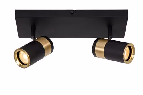 Lucide Gorik Black Metal Ceiling Spotlight with 2x GU10 Adjustable LED Lamps – 1