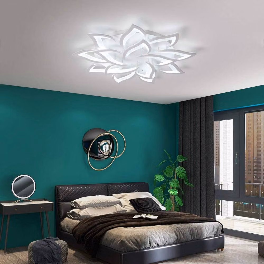 NIVOR Modern White Acrylic LED Ceiling Light with Remote Control and Dimming Function – 3
