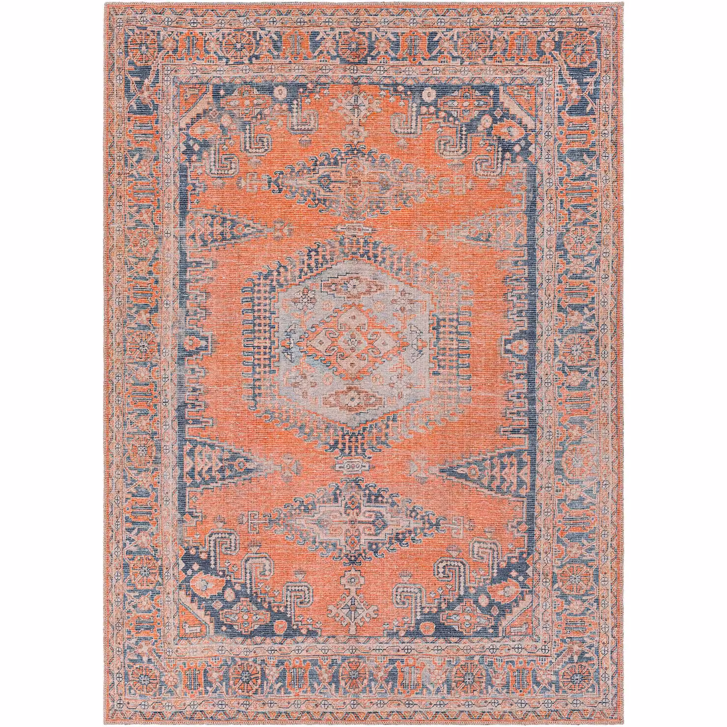 Livabliss Vintage Boho Traditional Living and Dining Room Rug in Burnt Orange, Blue and Brown, W: 160 cm, D: 220 cm – 2