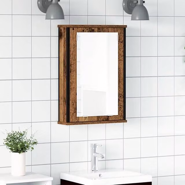 Berkfield Home Rustic Brown Bathroom Mirror Cabinet, W/D/H: 42 x 12 x 60 cm – 1