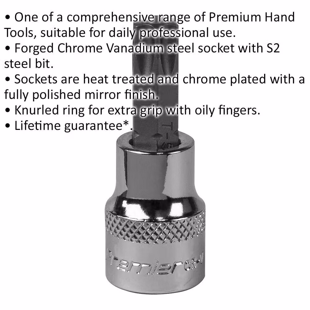Loops T50 TRX Star Socket Bit with 3/8 inch Square Drive and S2 Steel Head in Silver – 2