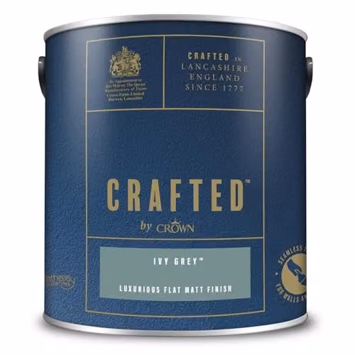 Crown Crafted Ivy Grey Matt Emulsion Water Based Paint, 2.5L – 3